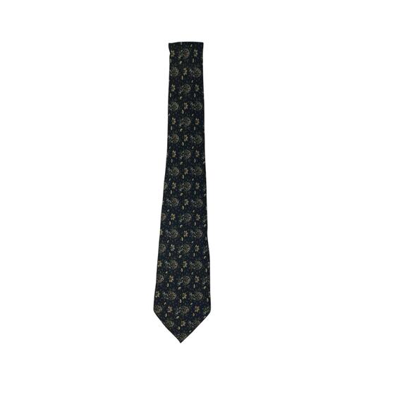 Vintage Herve Monsigny 100% Silk Tie Blue Yellow Floral Print Designer Necktie - Picture 1 of 8